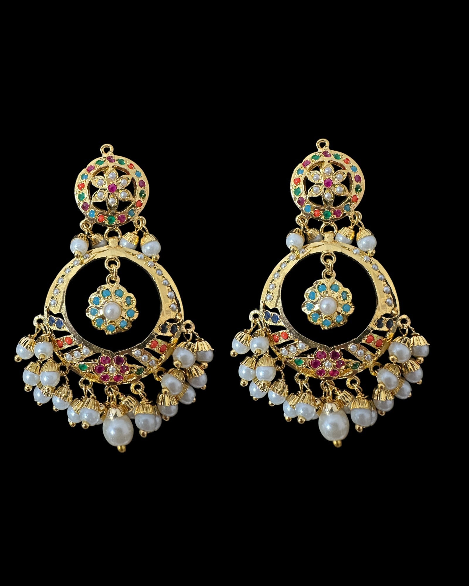 DNS194A Navratan jadau necklace set with tika ( READY TO SHIP )