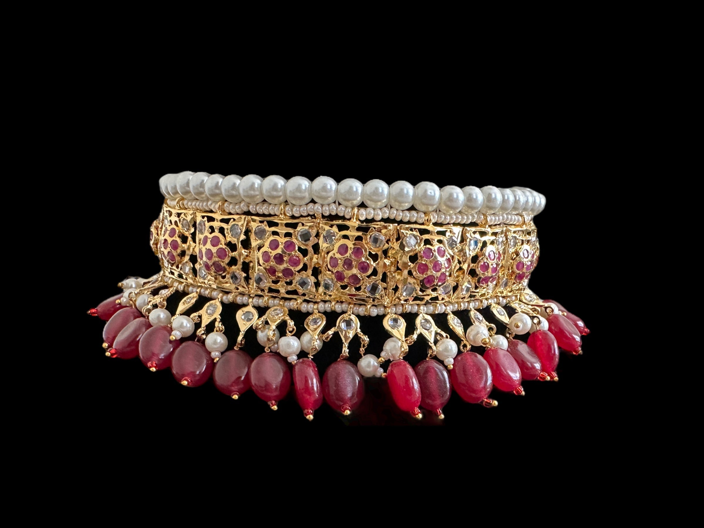 C327 sifat jadavi lacha in ruby  beads (SHIPS IN 1 WEEK )