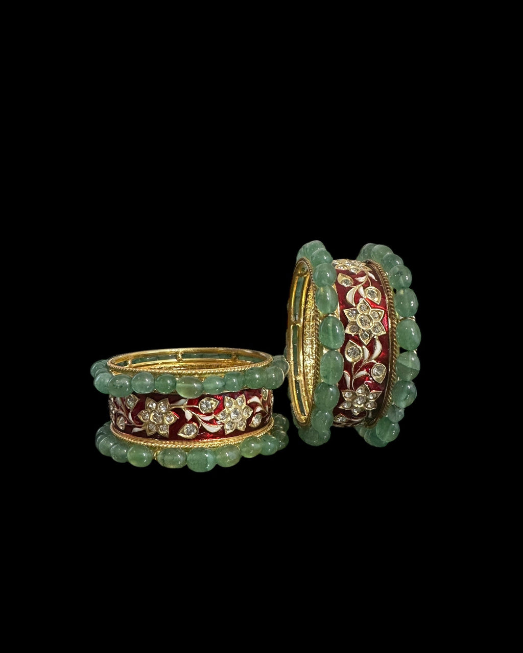 B399 Meenakari and emerald bangles (READY TO SHIP)