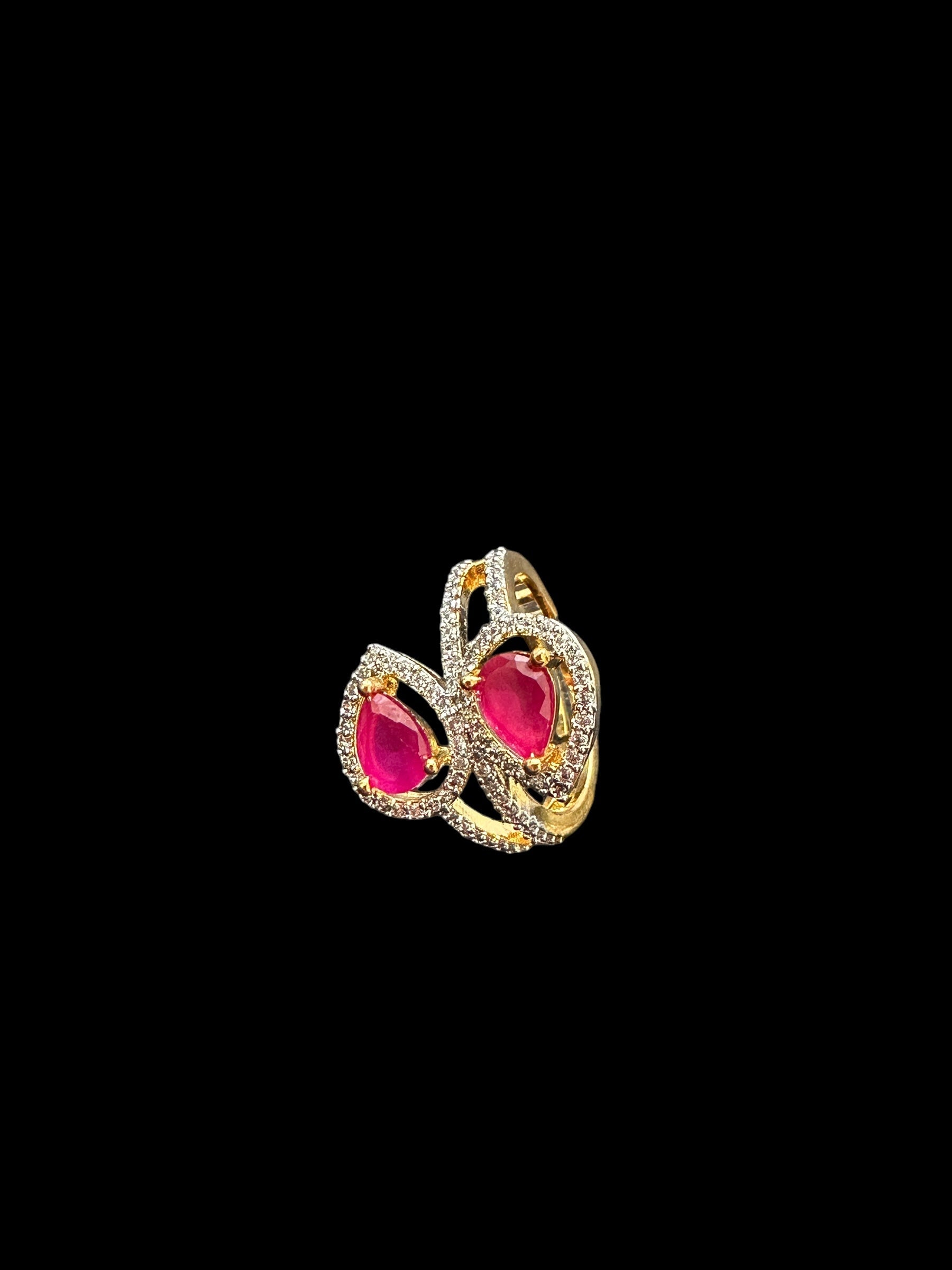 DJR134  Cz gold plated  ring - Ruby( READY TO SHIP)