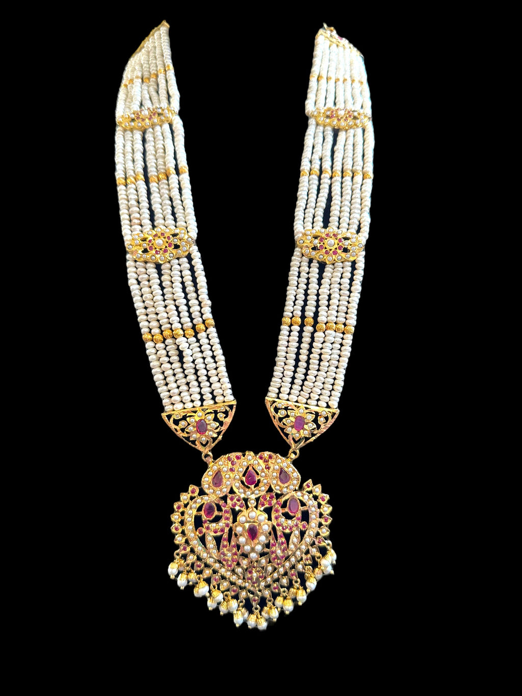 DLN42 Insha Ruby pearl jadau Rani haar  ( SHIPS IN 4 WEEKS )