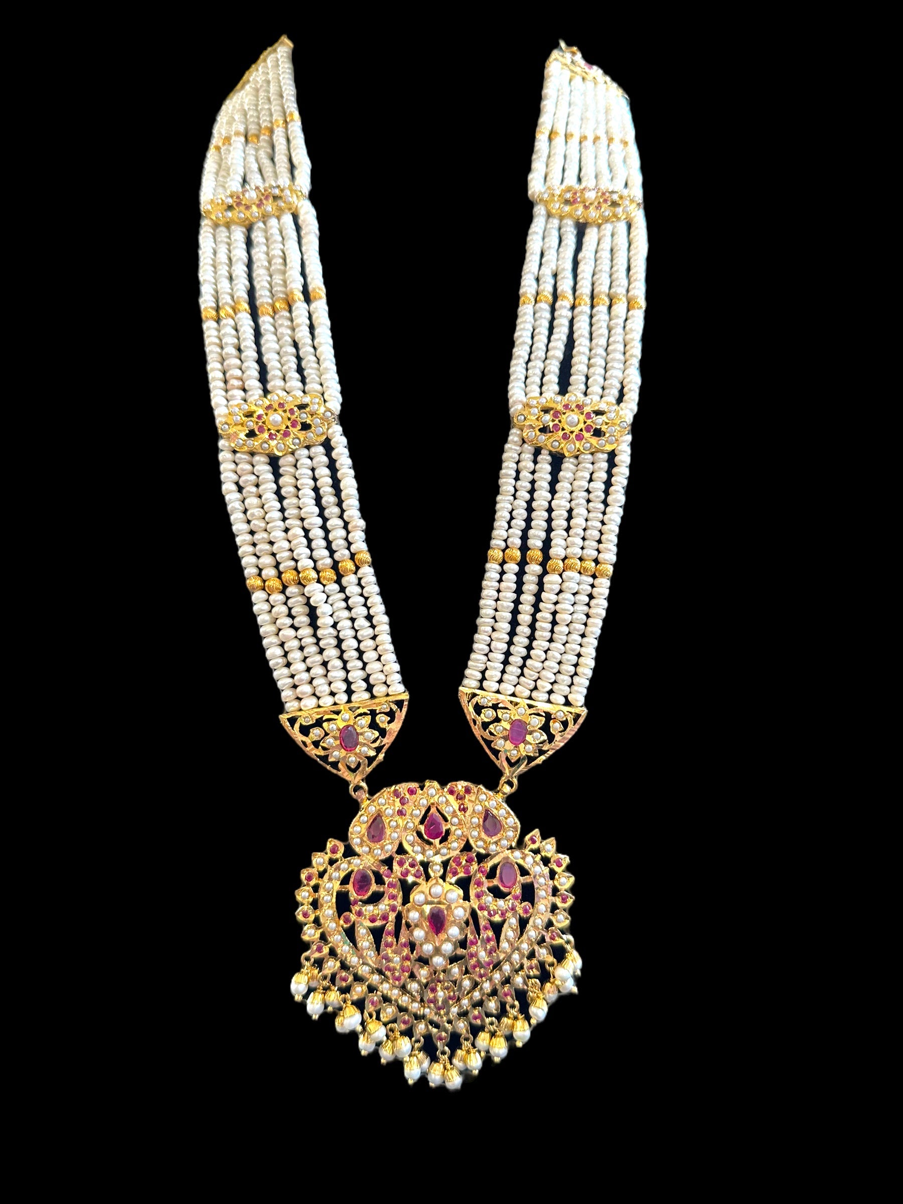 DLN42 Insha Ruby pearl jadau Rani haar  ( SHIPS IN 4 WEEKS )