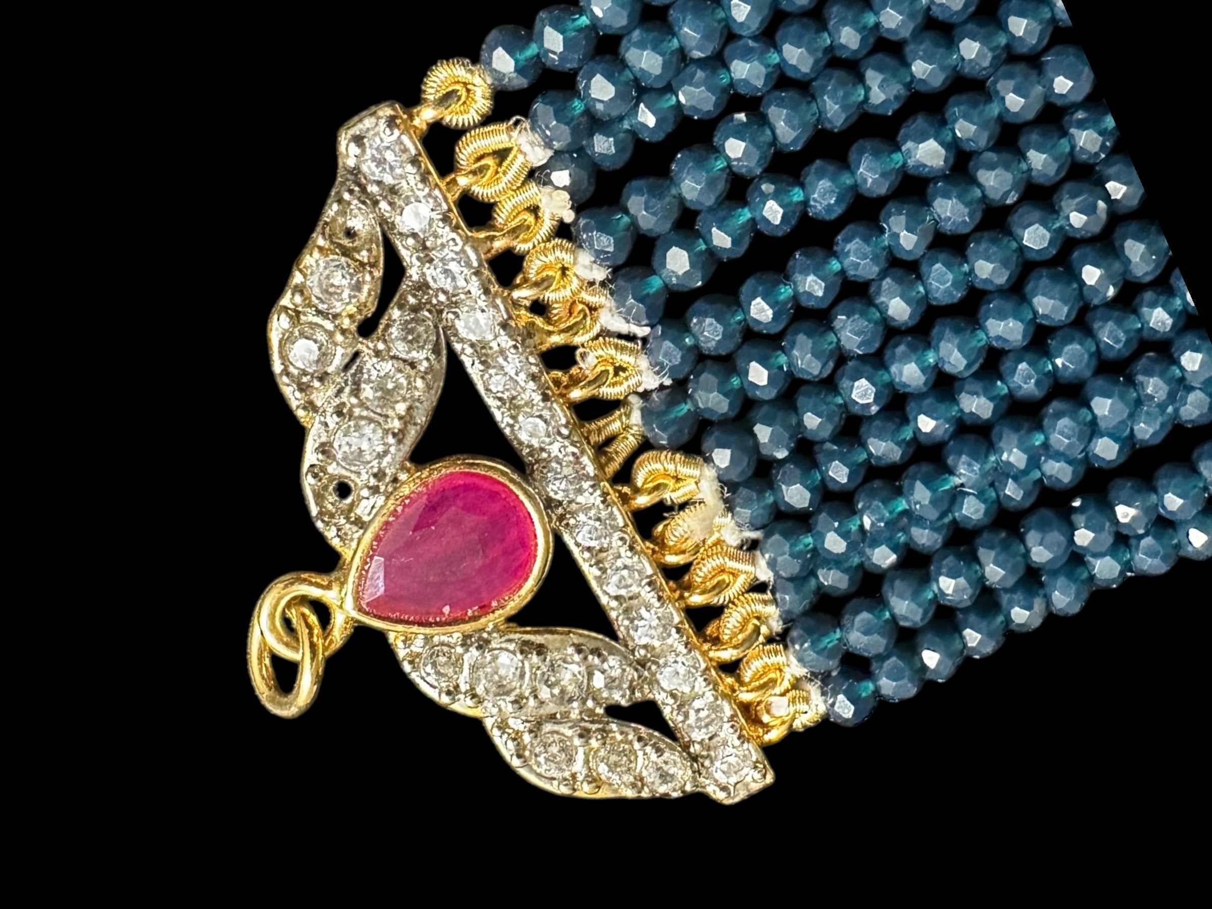 C524 Erin zircon choker in sapphire ruby combination ( READY TO SHIP )