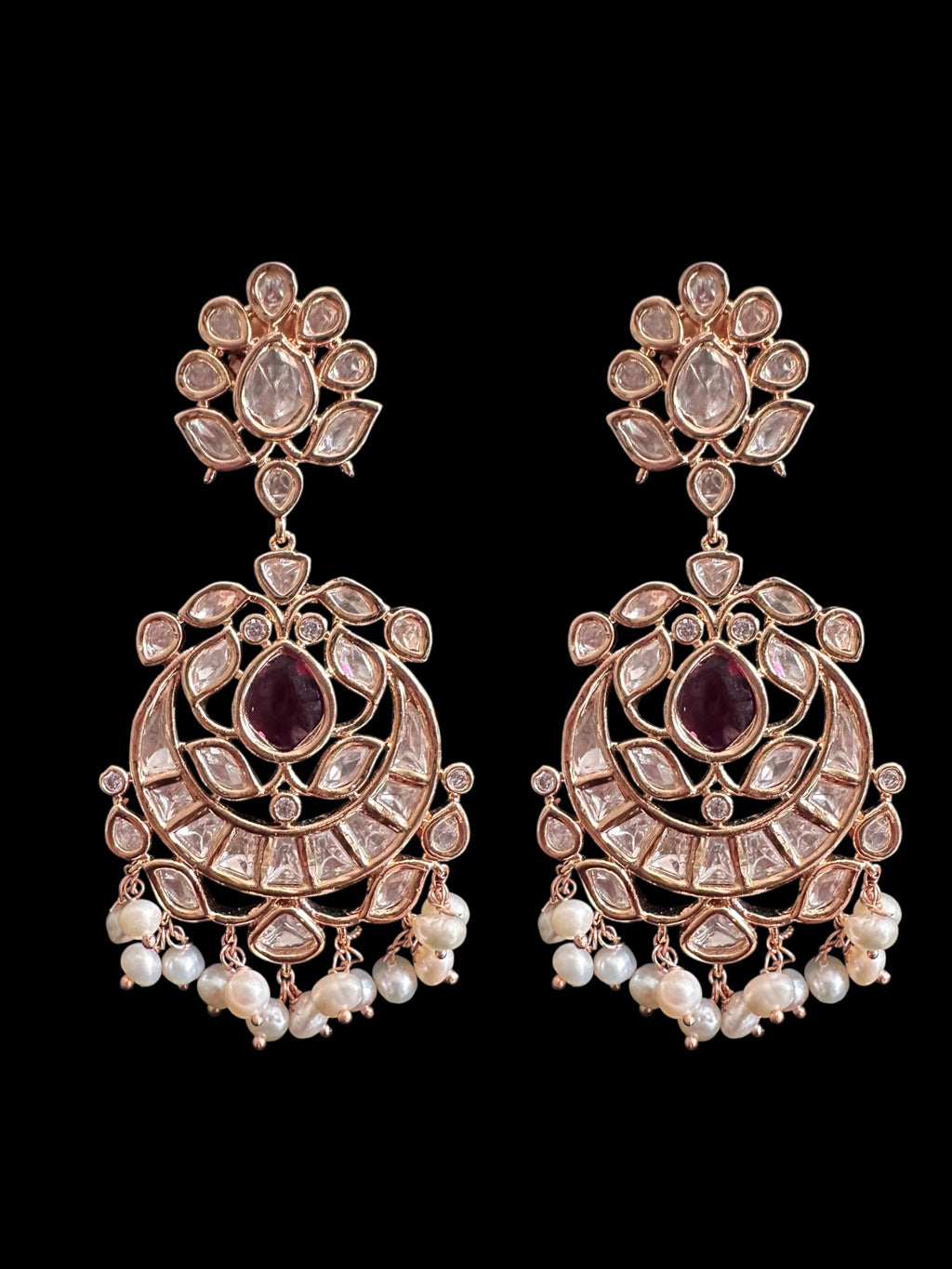 BR505 Zoyana Bridal necklace with earrings tika in fresh water pearls ( READY TO SHIP  )