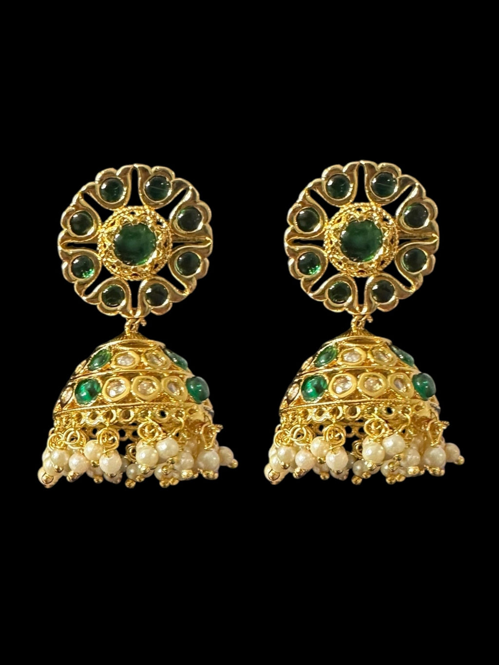 DER794 Mona polki jhumka - green ( READY TO SHIP )