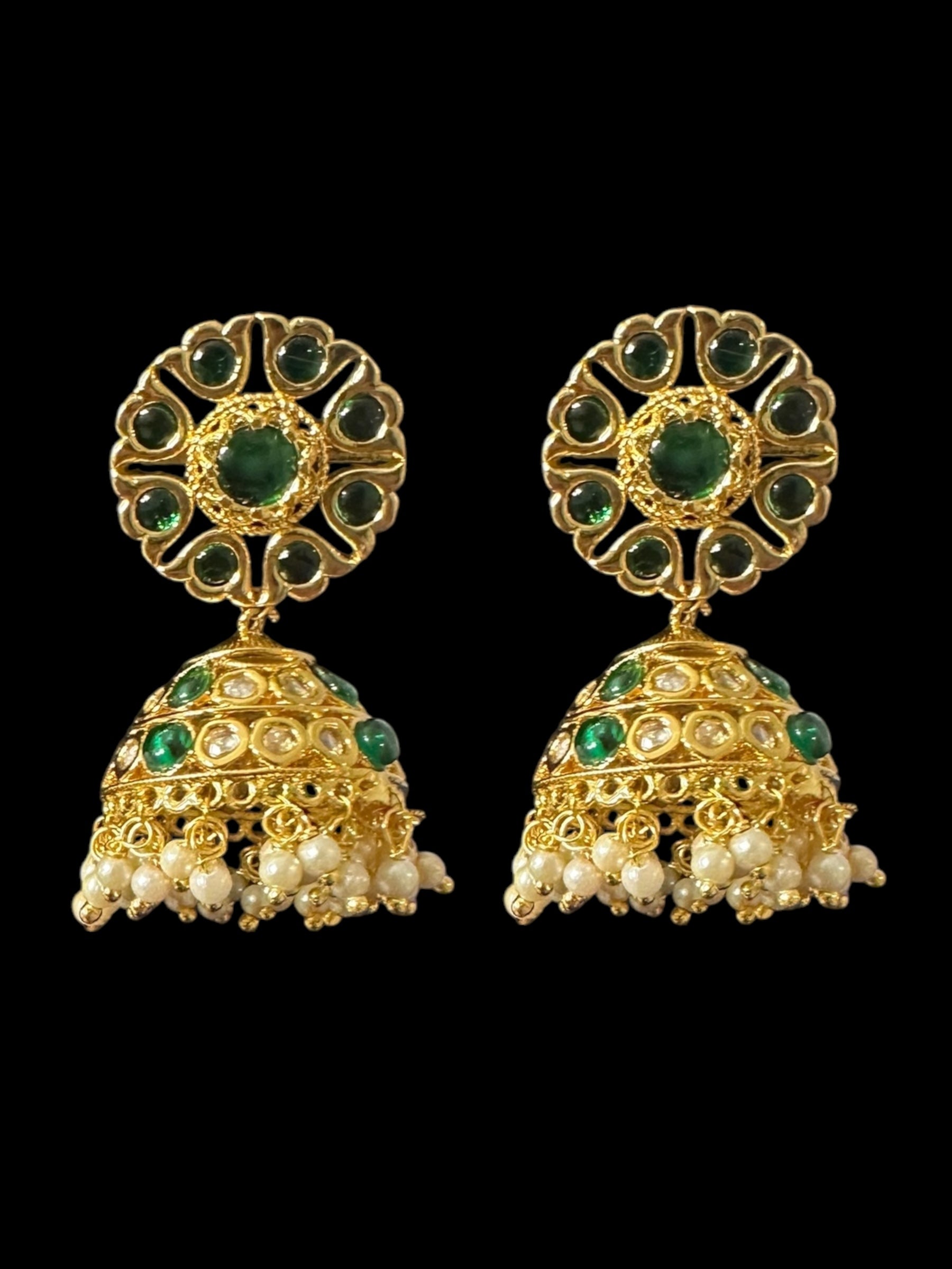 DER794 Mona polki jhumka - green ( READY TO SHIP )