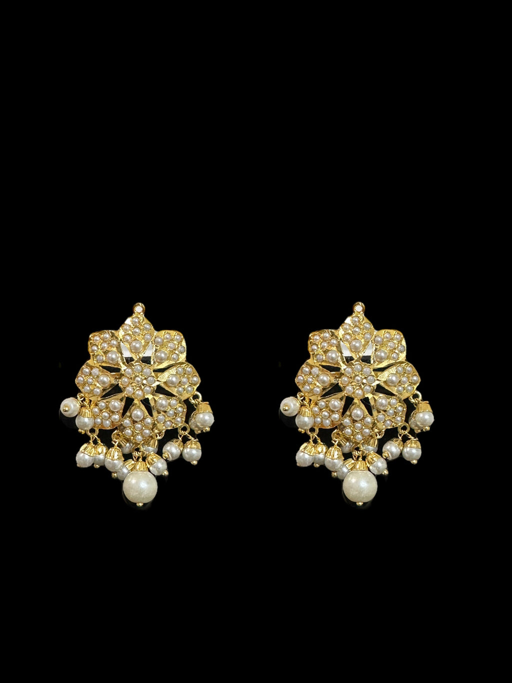 DNS105 Alea punjabi Jadau necklace  set - pearls (SHIPS IN 2 WEEKS)