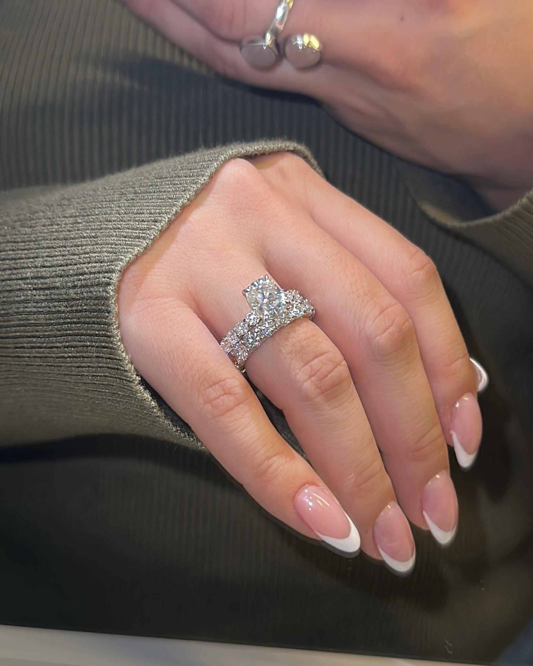 2.5ct Elongated Cushion Cut Eternity Engagement Ring