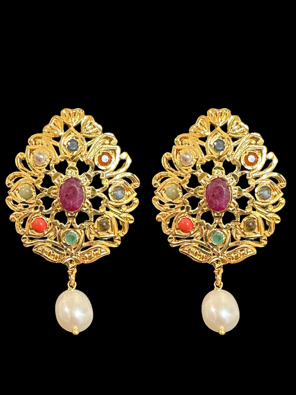 PS373 FAHM Navratan pendant set  with real stones ( READY TO SHIP )