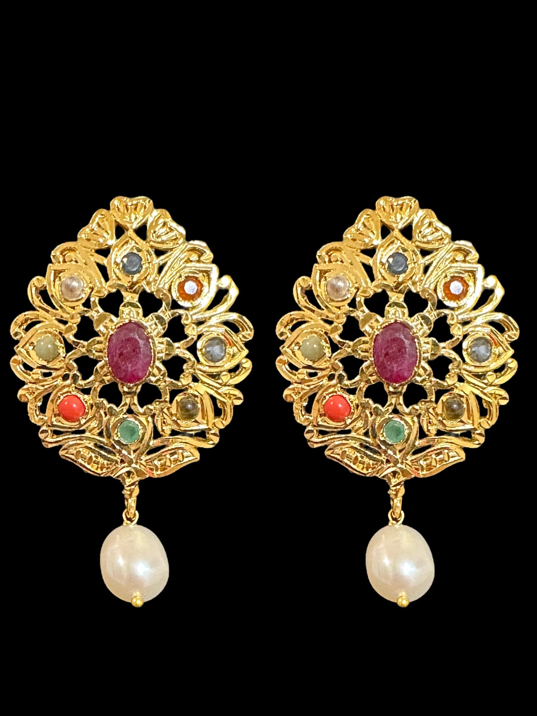 PS373 FAHM Navratan pendant set  with real stones ( READY TO SHIP )