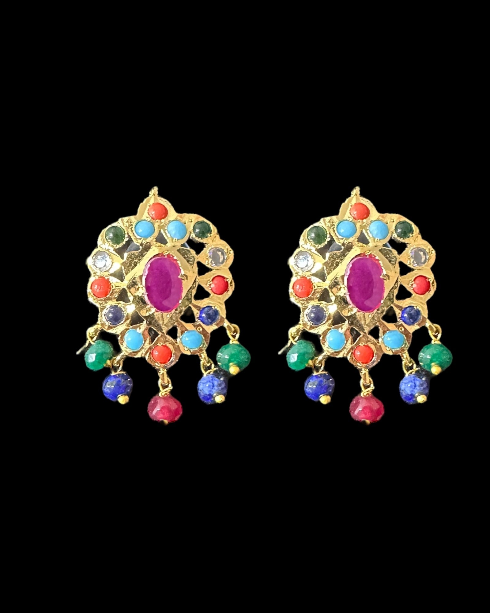 NS214 Meeraj necklace set ( navratan   ) ( READY TO SHIP )