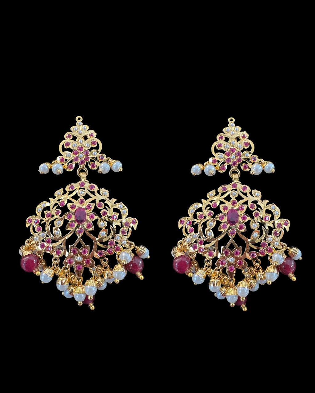 C570 Gold plated jadau choker in Ruby pearls ( READY TO SHIP )