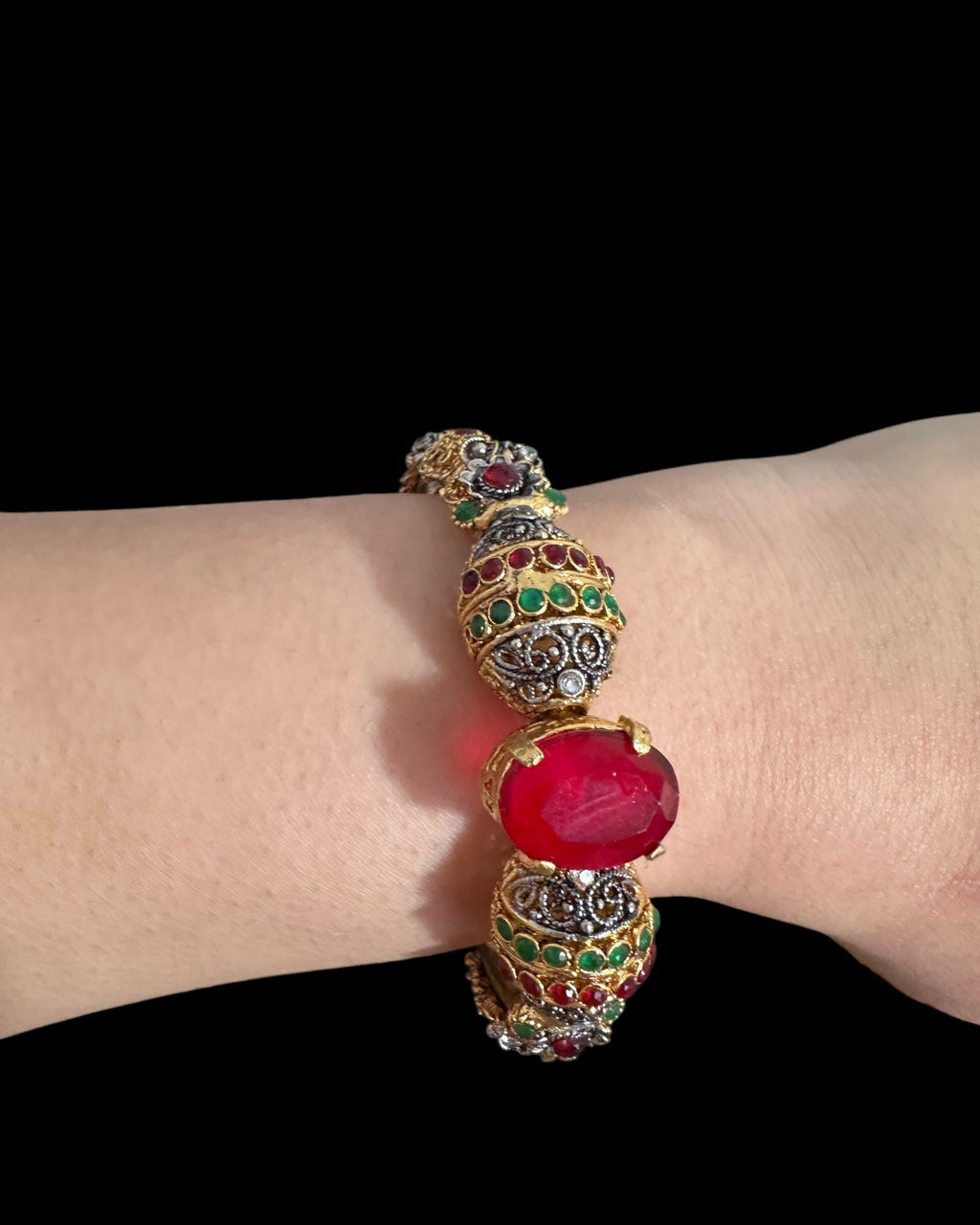 BG801 SALWA zircon bangles - ruby emerlad openable ( READY TO SHIP )