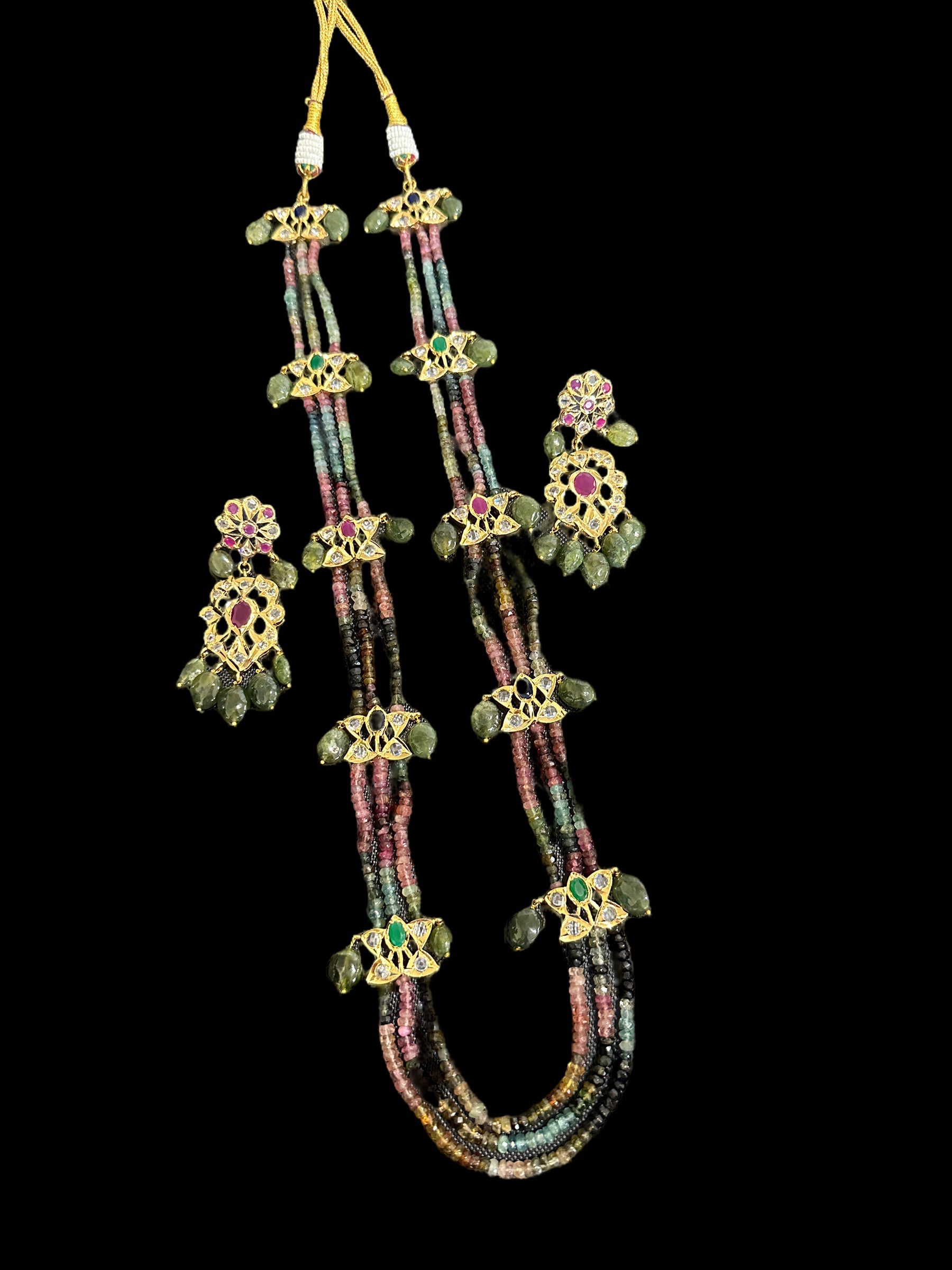 DLN52 Raina tourmaline necklace with earrings (SHIPS IN 2 WEEKS  )