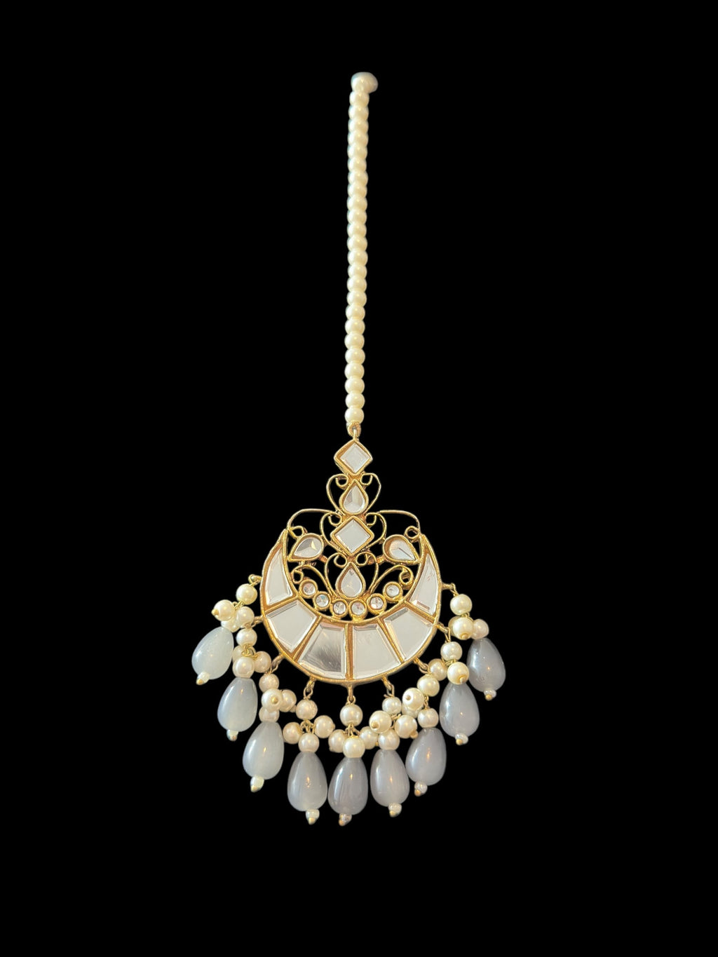 Earrings tika in grey beads ( READY TO SHIP )