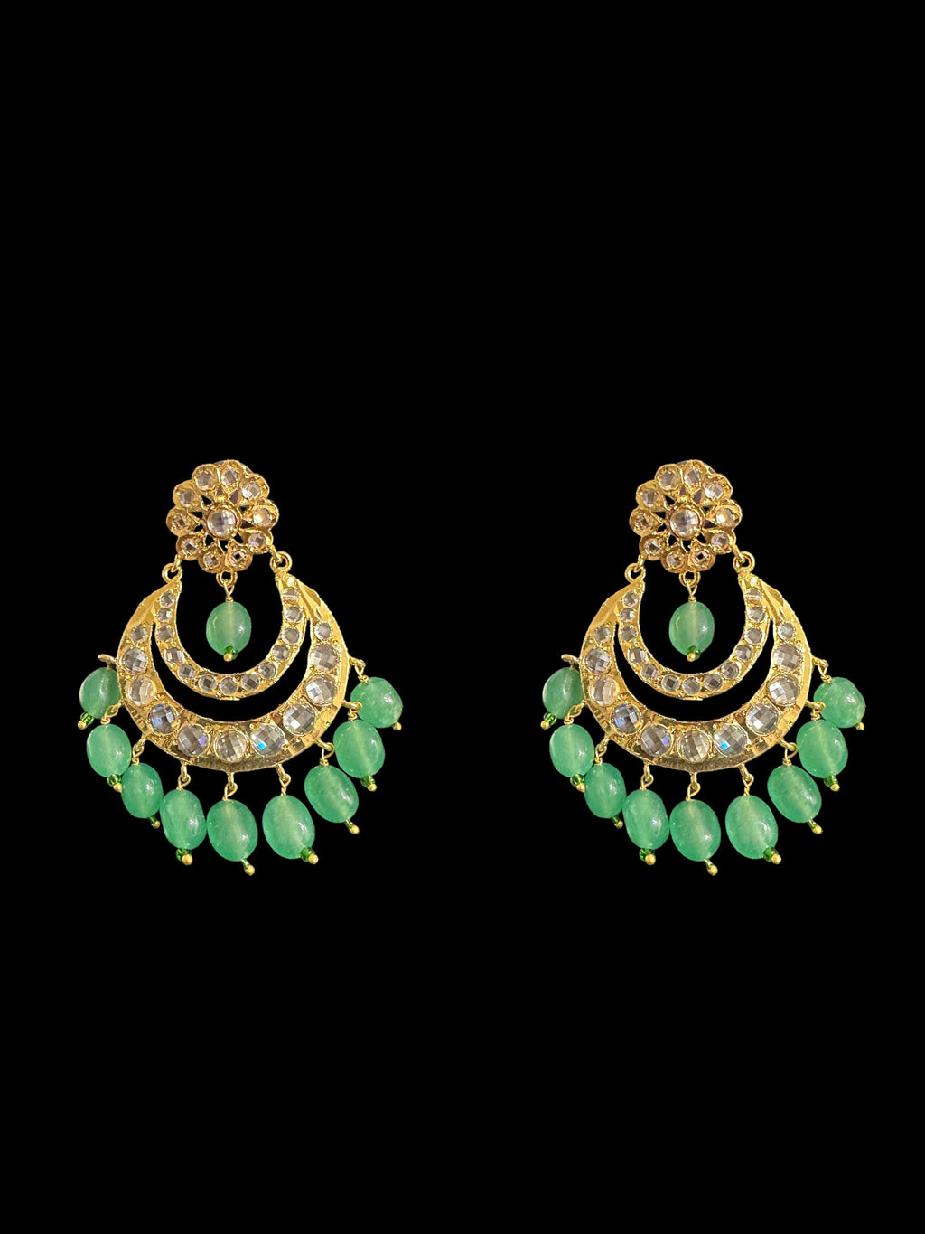 DNS89 gold plated necklace with light green beads ( READY TO SHIP )