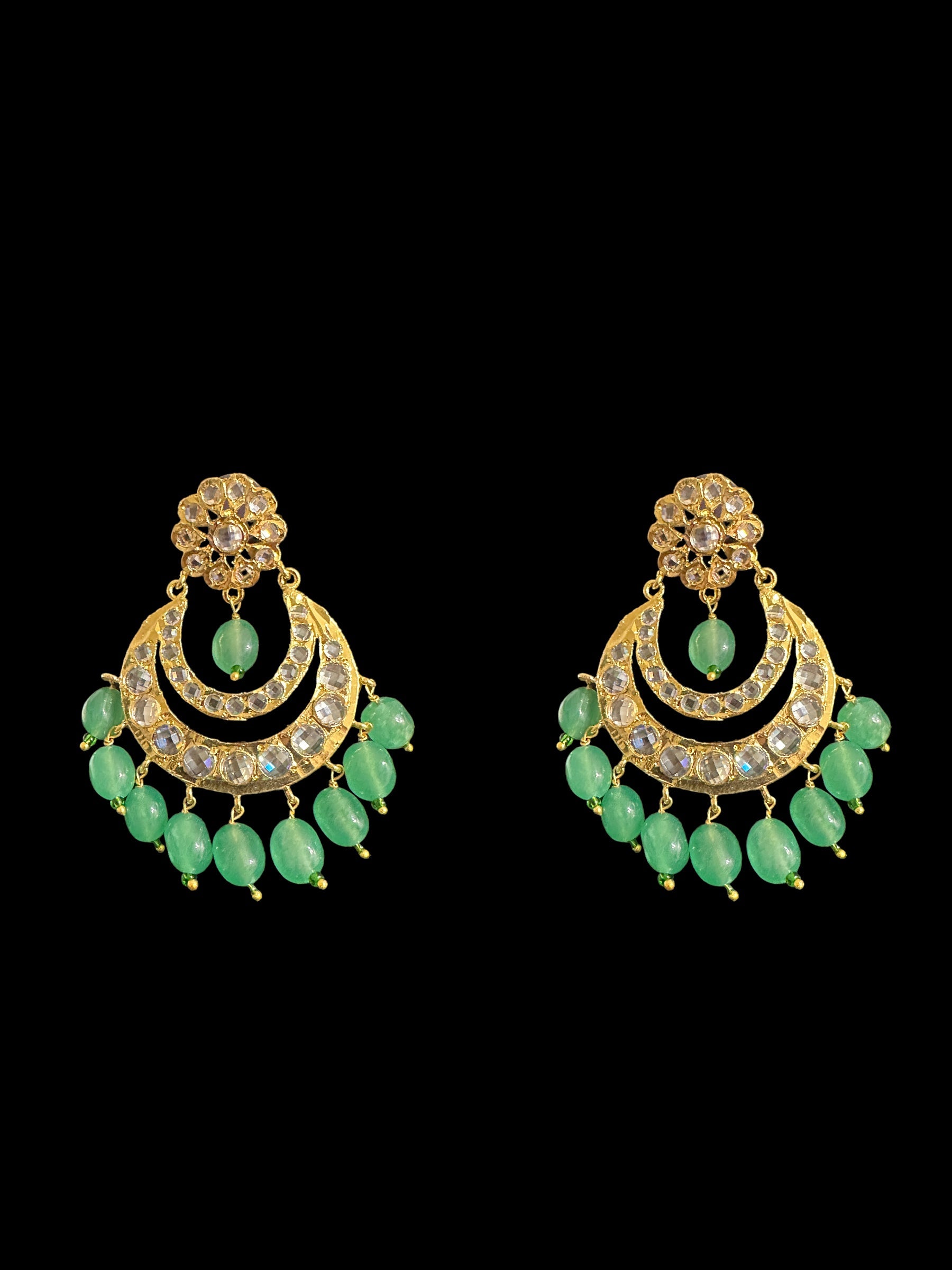 DNS89 gold plated necklace with light green beads ( READY TO SHIP )