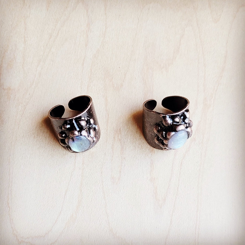 Labradorite Cuff Ring in Antique Copper 012ee