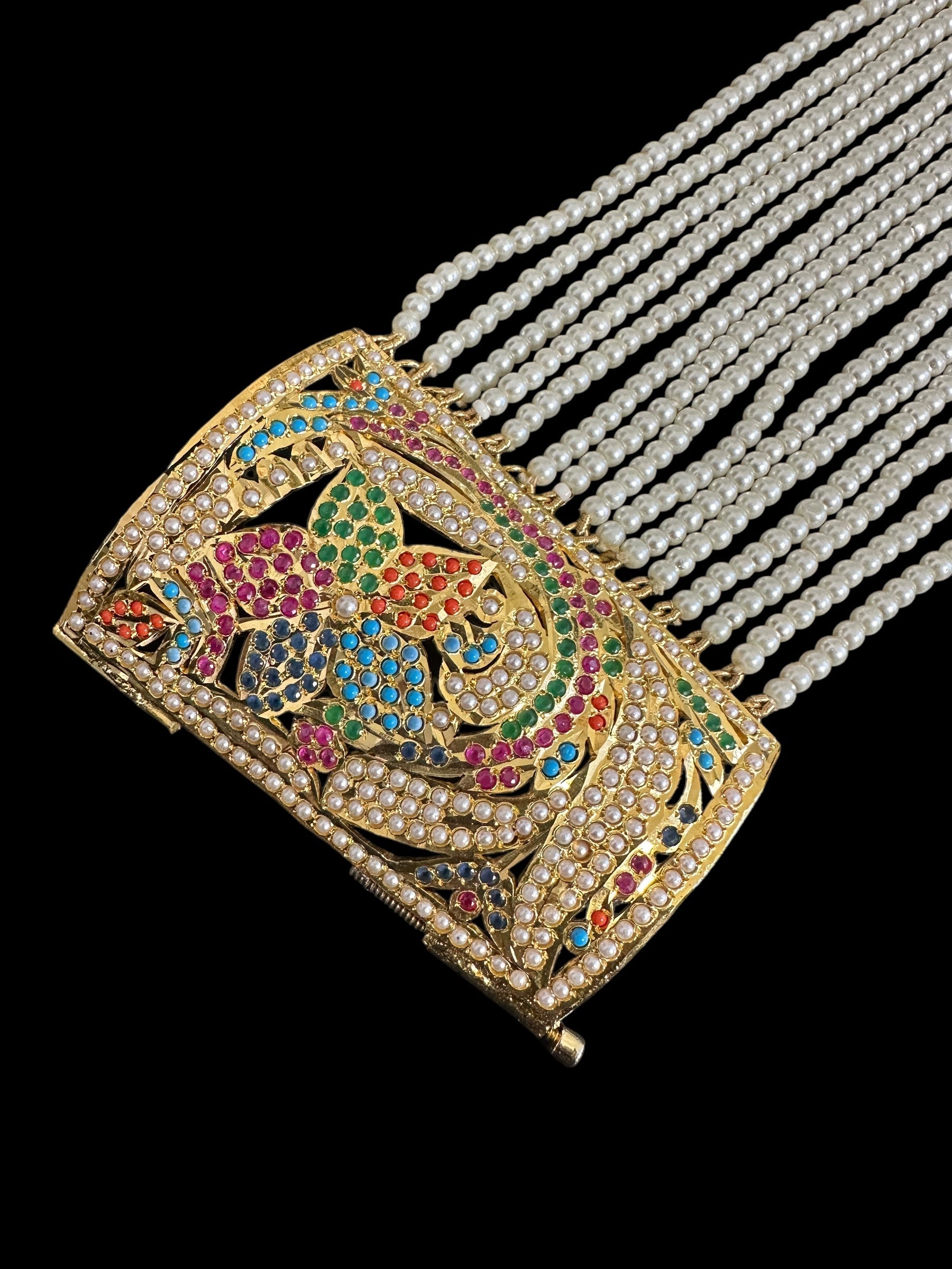 Jadau bahi / bracelet - multicolor / navratan  ( SHIPS IN 3 WEEKS   )