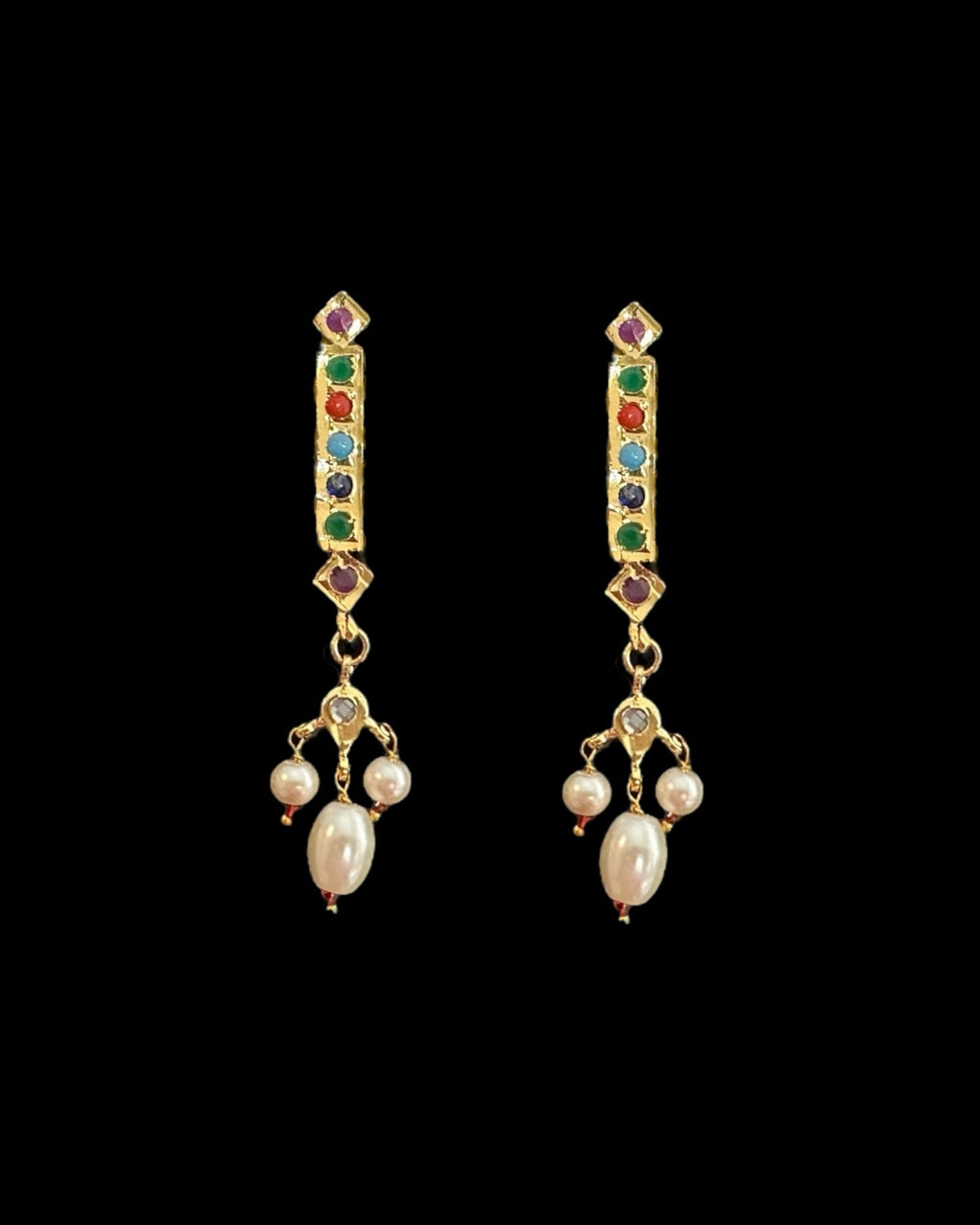 C517 Navratan necklace with earrings ( READY TO SHIP  )