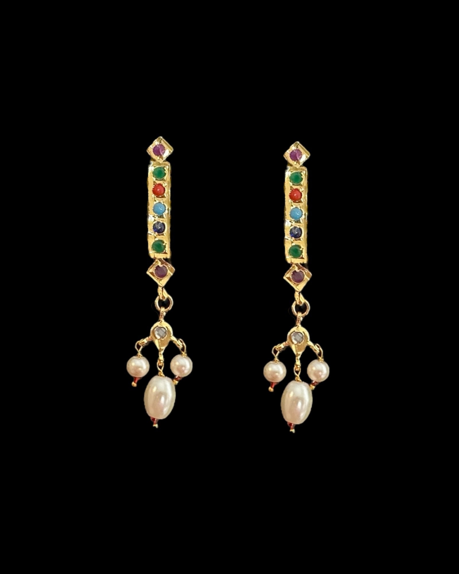 C517 Navratan necklace with earrings ( READY TO SHIP  )