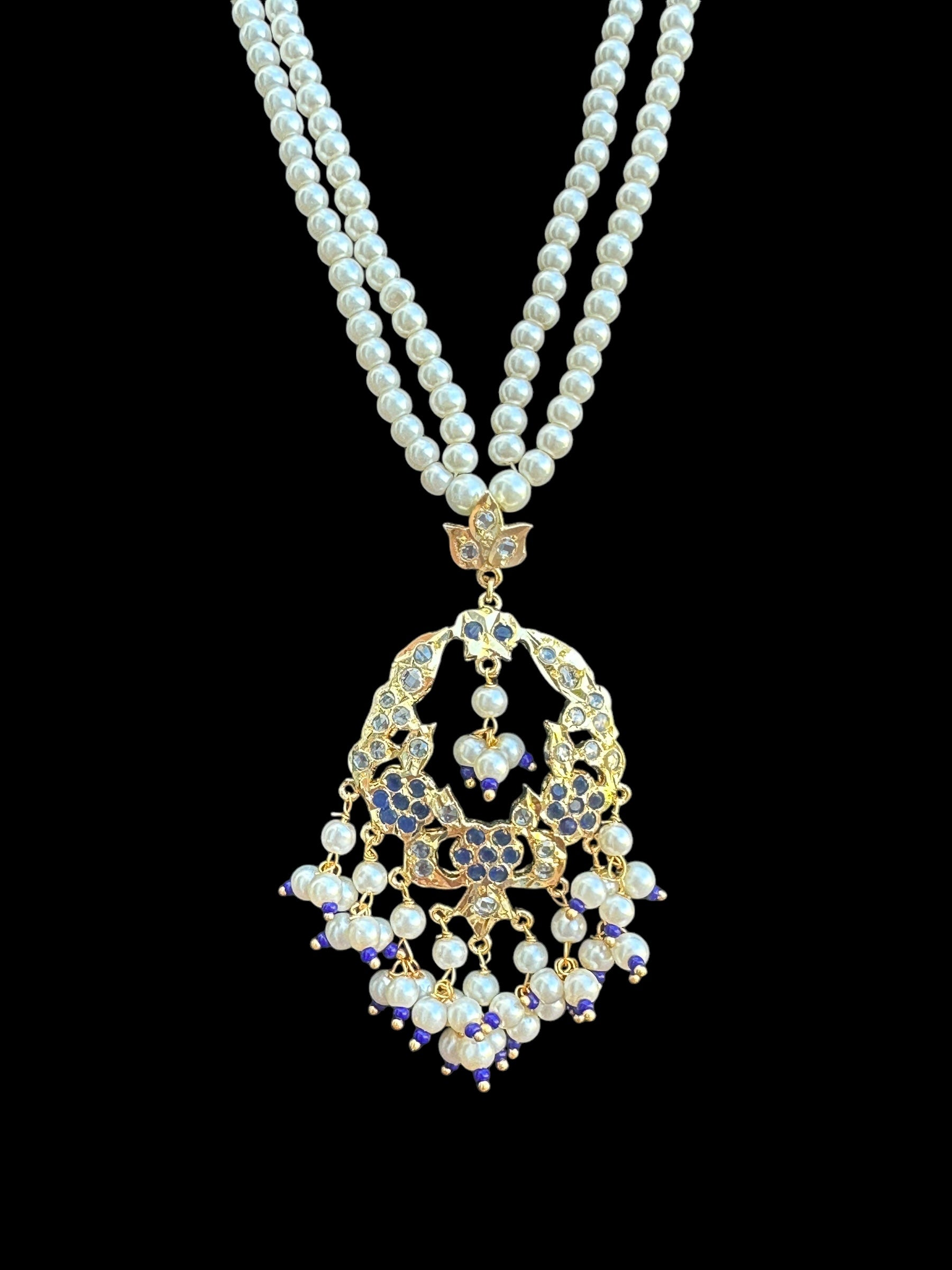 PS364 Madhuri blue   pendant set ( SHIPS IN 2 WEEKS  )