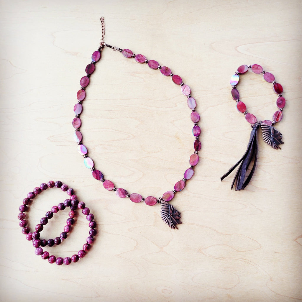 **Pink Agate Beaded Stretch Bracelet 810y