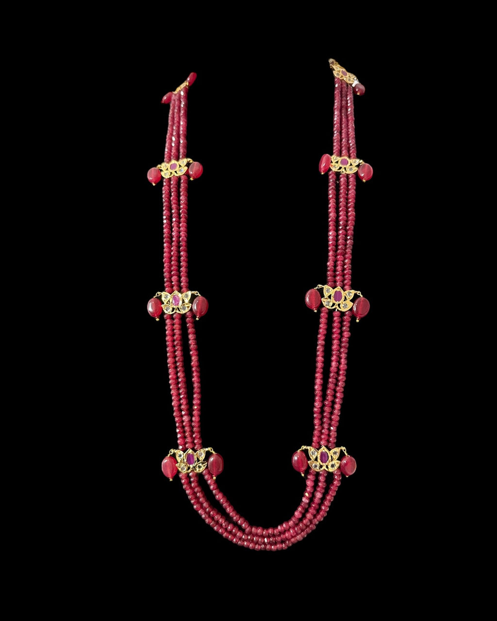 LN64 Raina Ruby  beads  necklace (SHIPS IN 3 WEEKS )