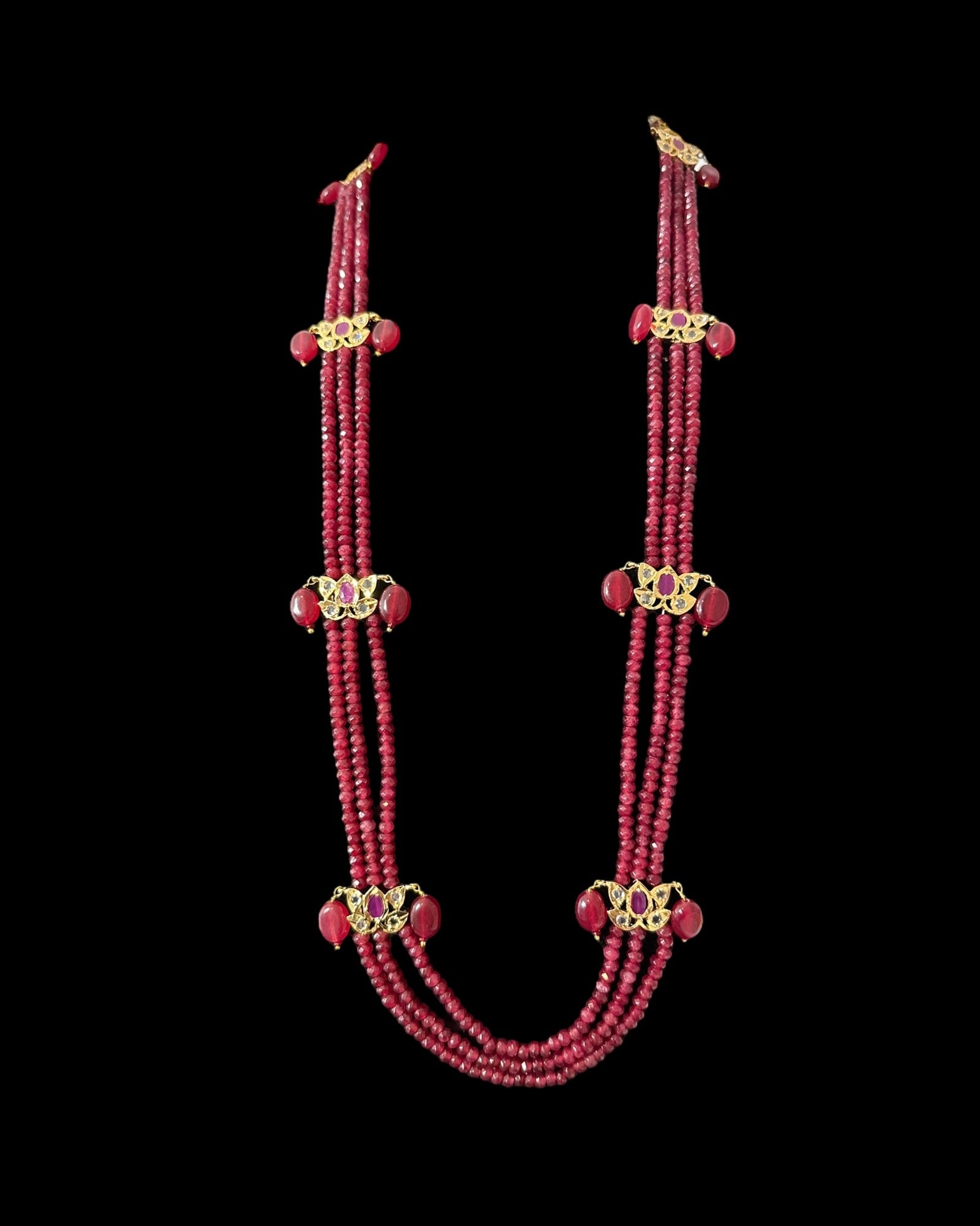 LN64 Raina Ruby  beads  necklace (SHIPS IN 3 WEEKS )