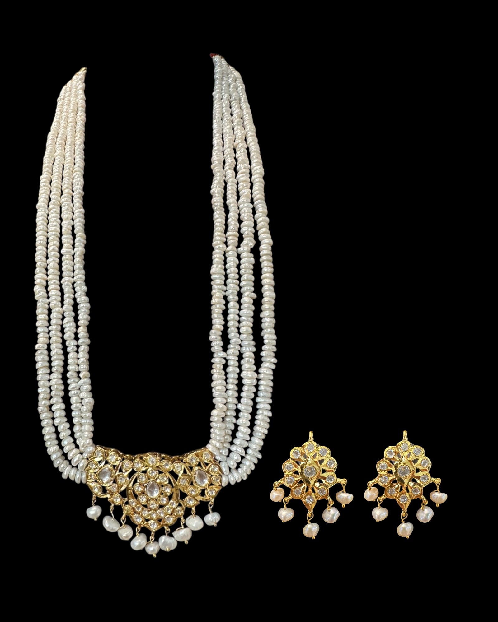 DLN1131 Moissanite Polki  Rani haar with pearls ( READY TO SHIP )