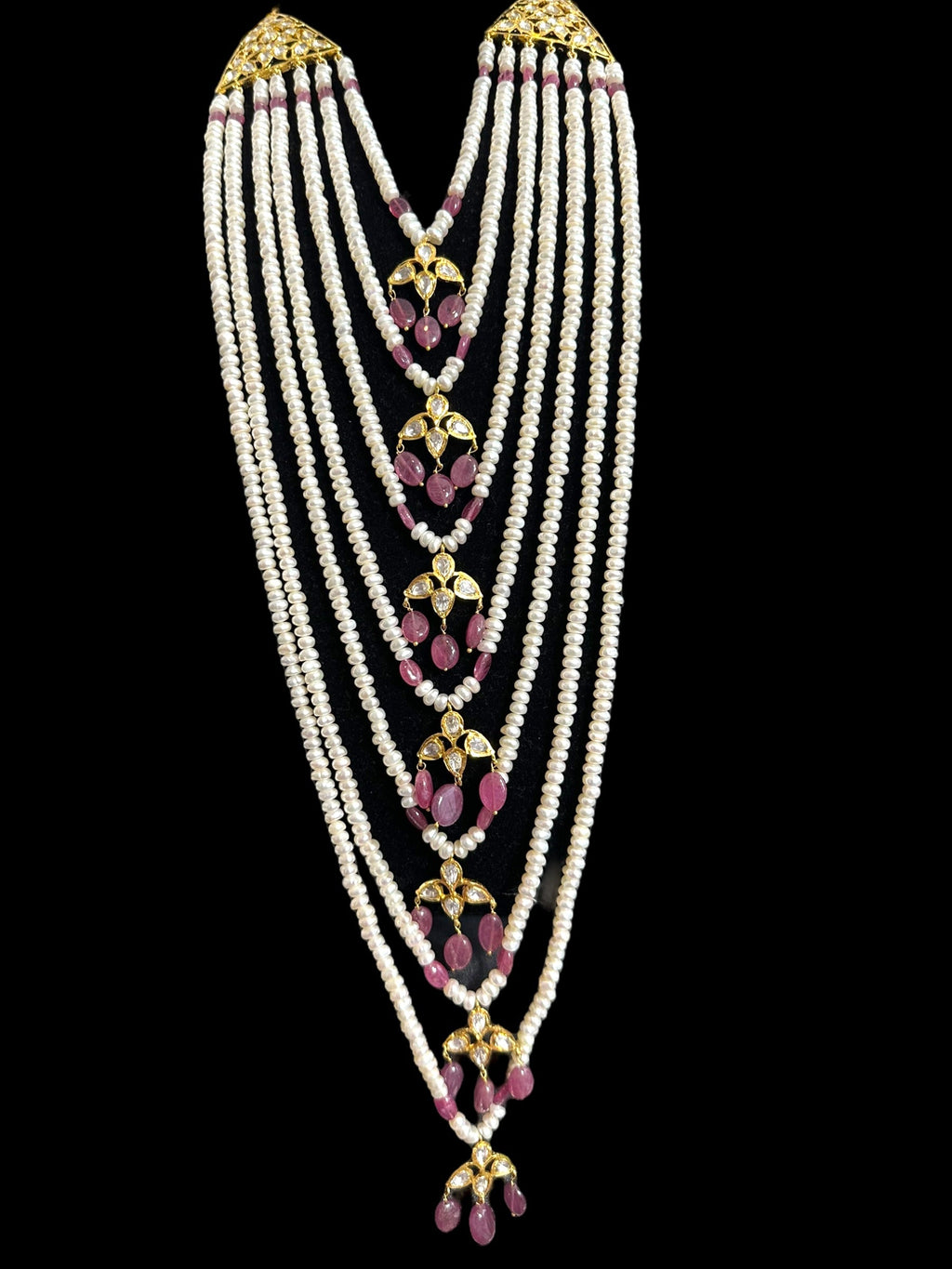 BR310 Bridal jadavi lacha , satlada  in moissanite and emeralds ( SHIPS IN 5 WEEKS )