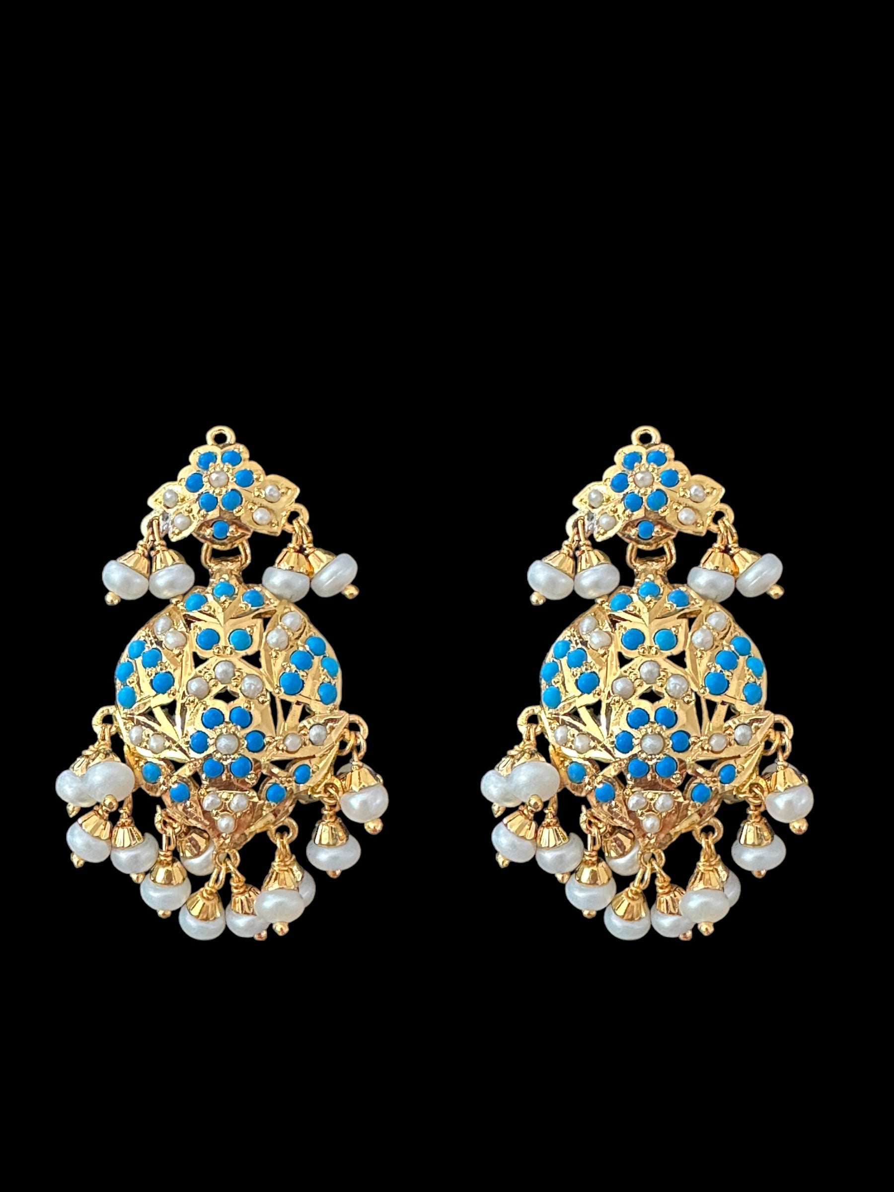 Feroza pearl gold plated silver pendant set with fresh water pearls ( READY TO SHIP )