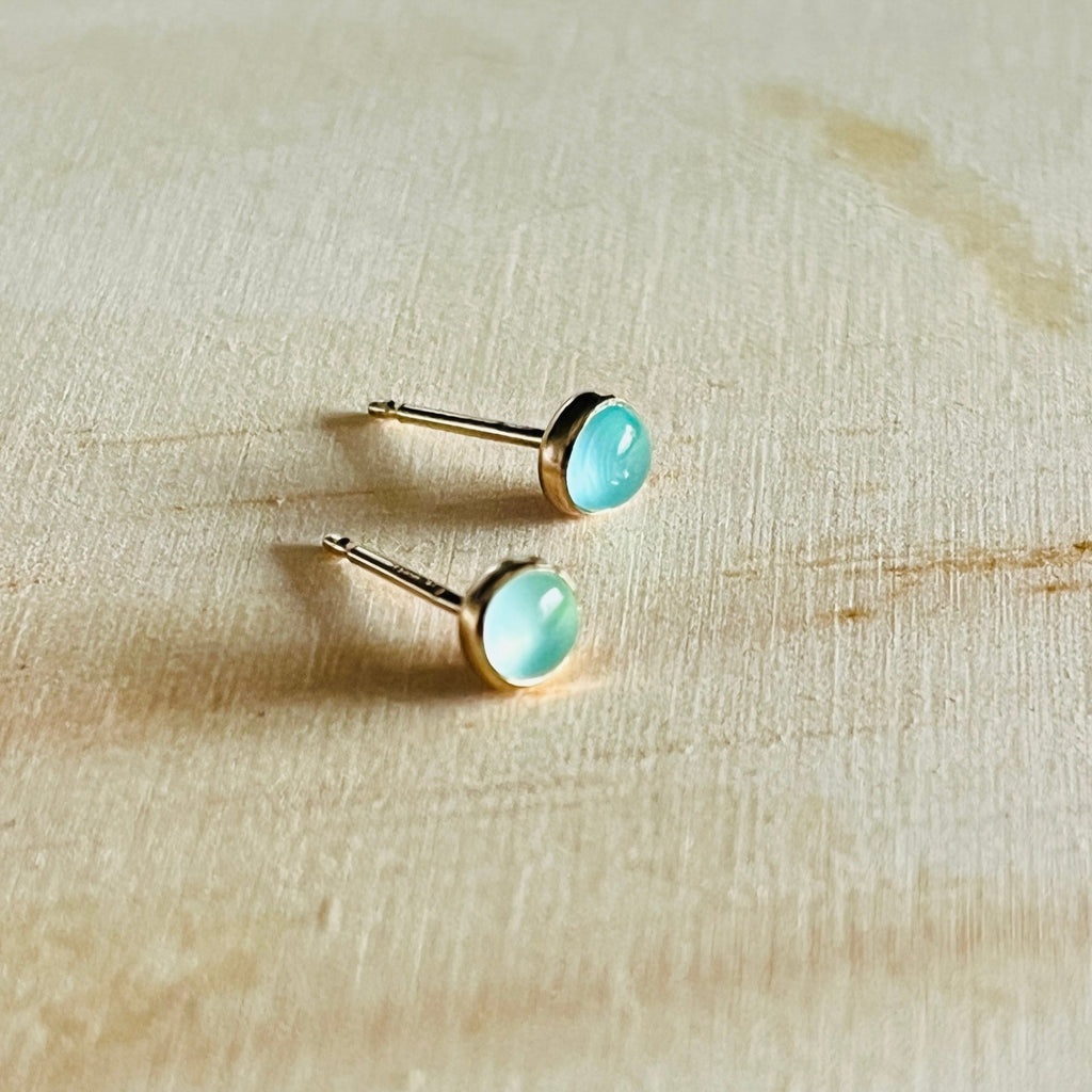 AQUA CHALCEDONY STUD EARRINGS