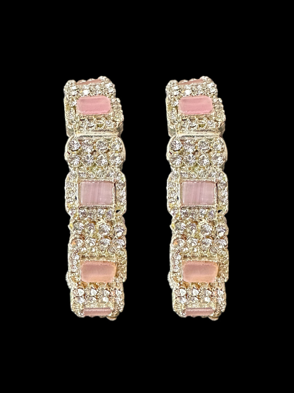B187 Anisa bangles -pink , silver plated (READY TO SHIP)