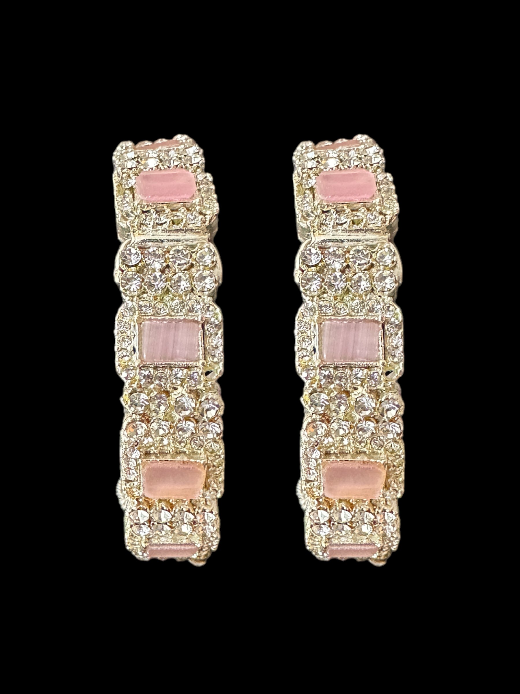 B187 Anisa bangles -pink , silver plated (READY TO SHIP)