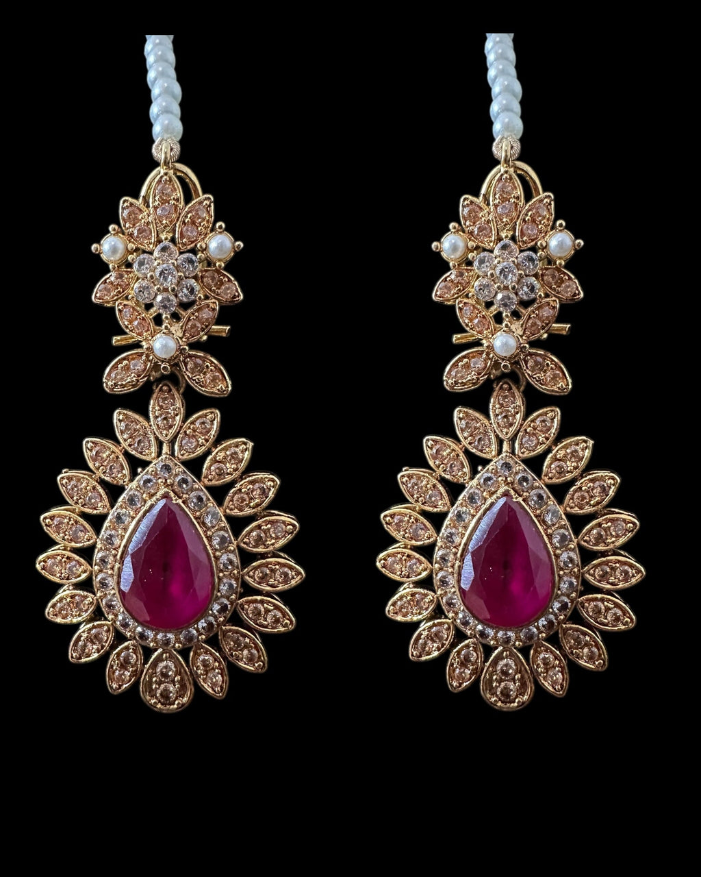 BR463 Ruby and zircon bridal set ( SHIPS IN 4 WEEKS )