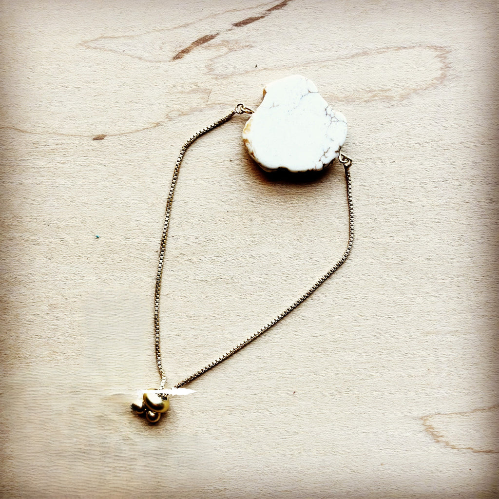 **White Turquoise Bracelet with Adjustable Slide 806a