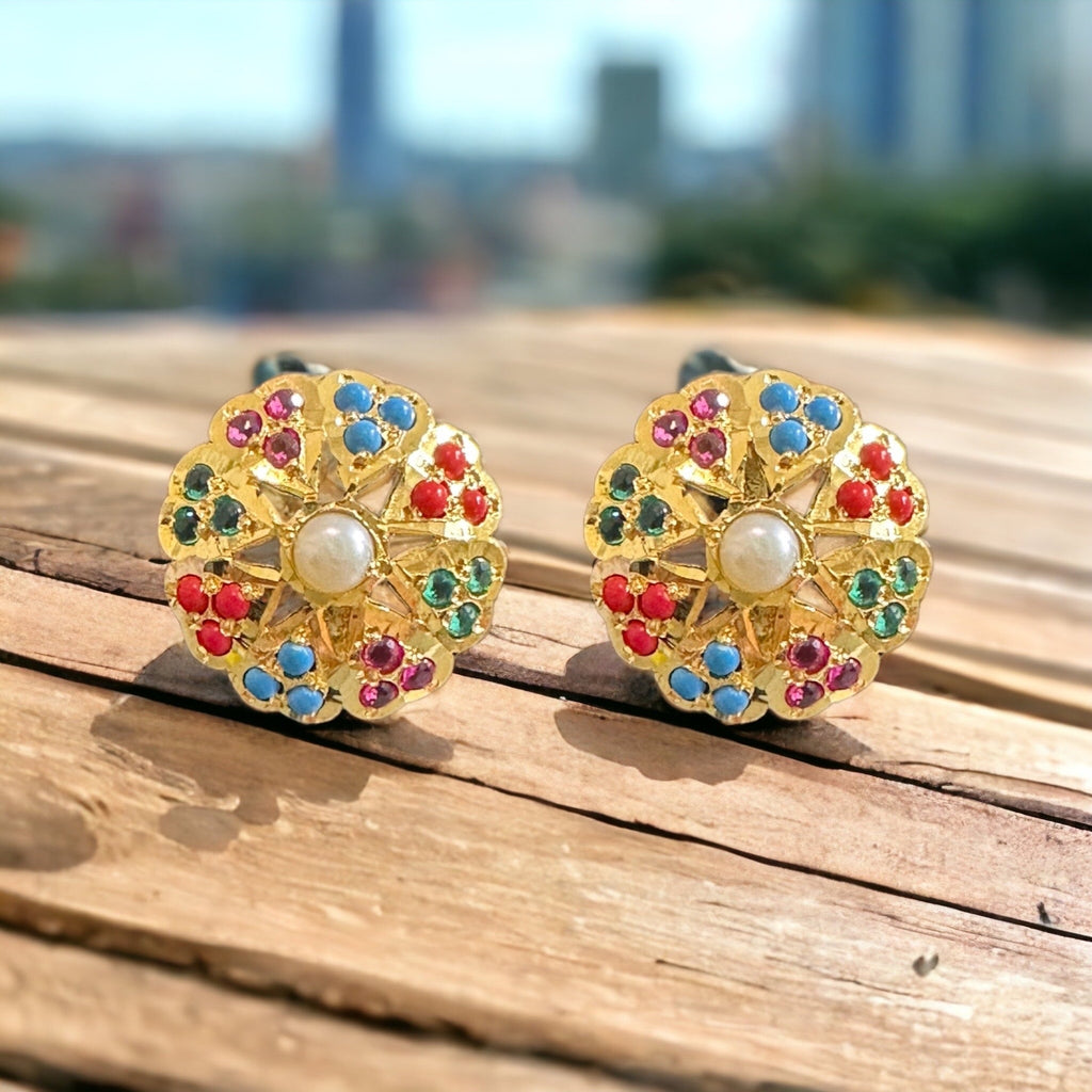 Navratan gold plated silver tops ( READY TO SHIP)