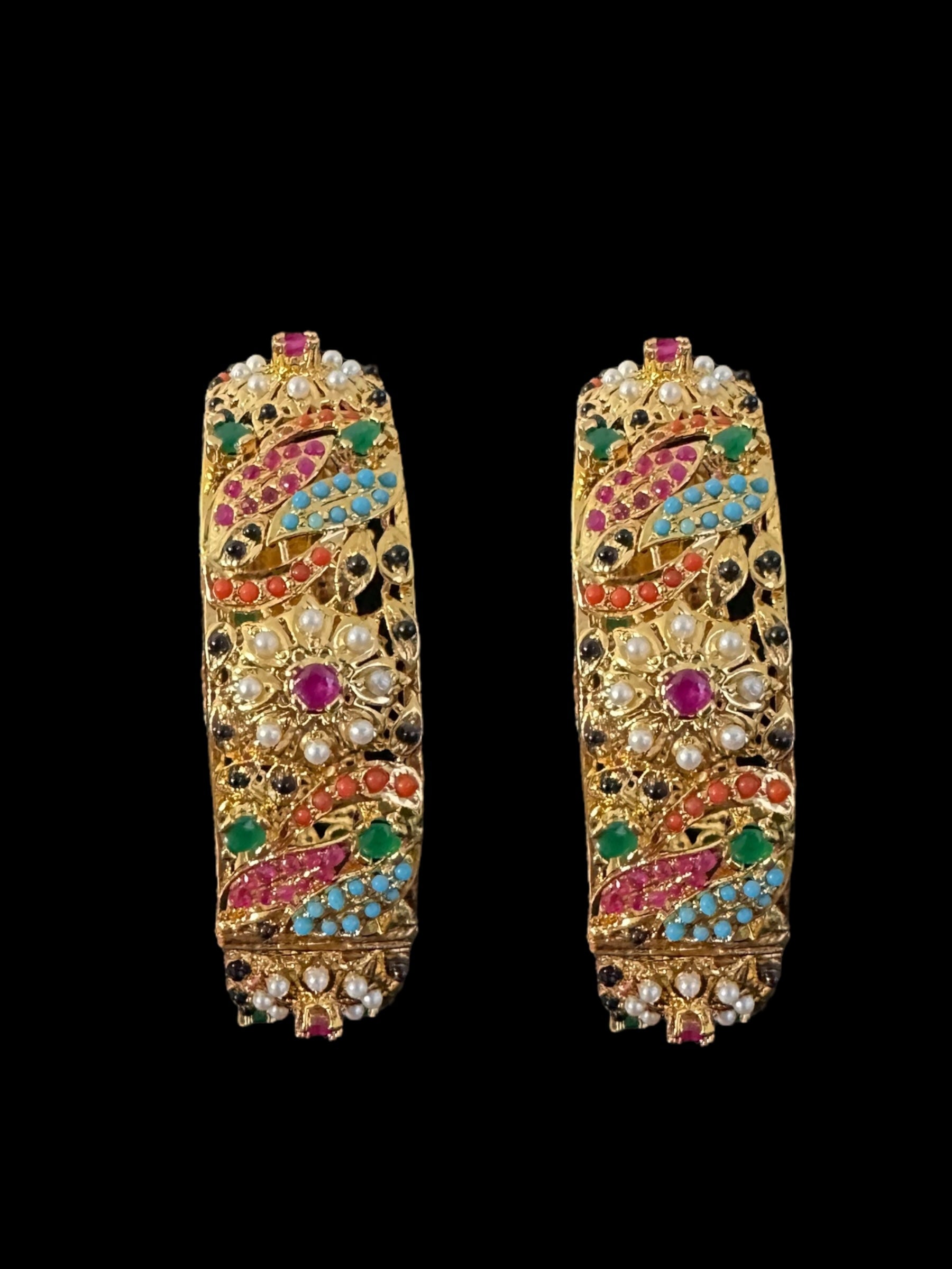 B811 Avisha Jadau bangles in Navratan ( READY TO SHIP )