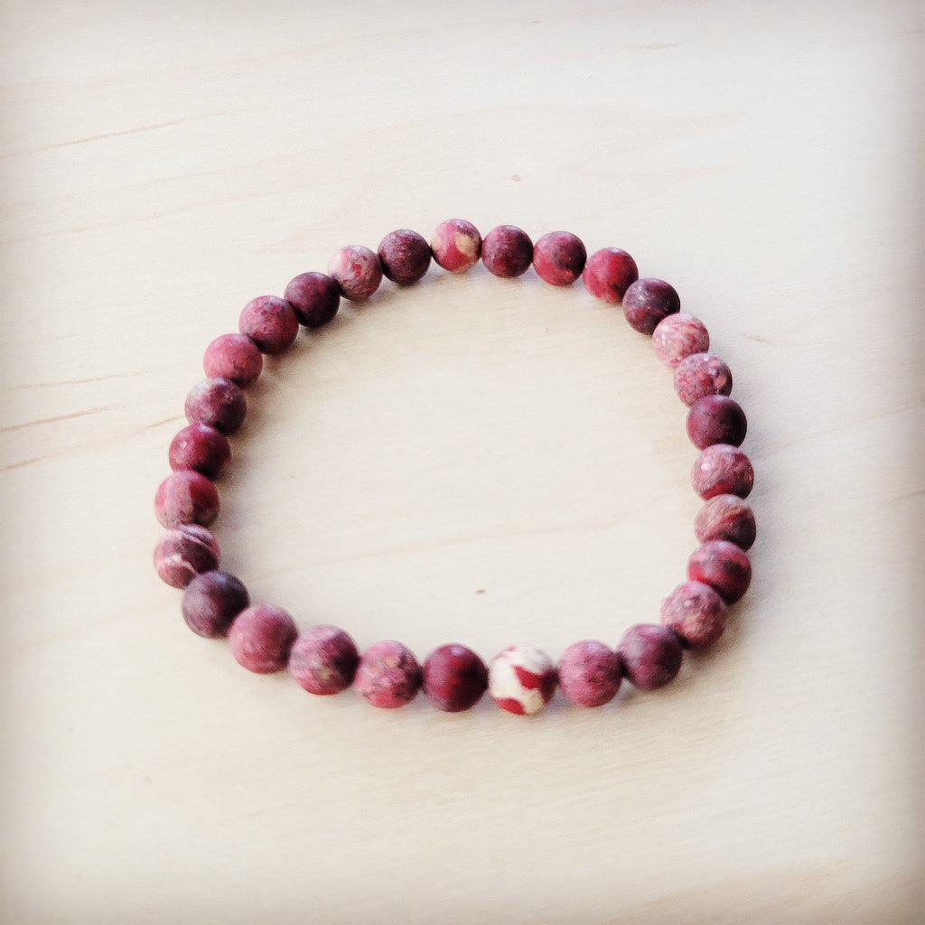 **Pink Agate Beaded Stretch Bracelet 810y