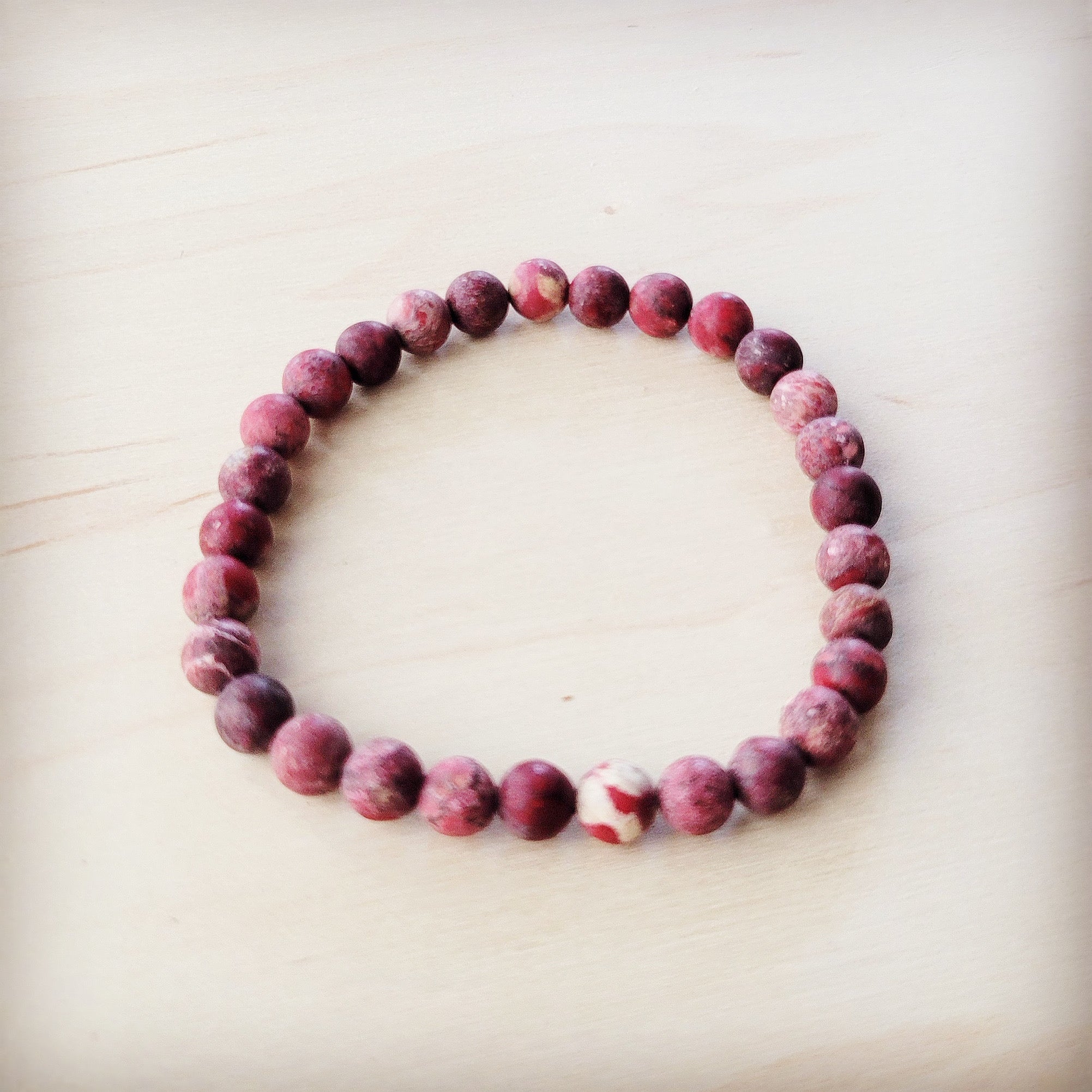 **Pink Agate Beaded Stretch Bracelet 810y