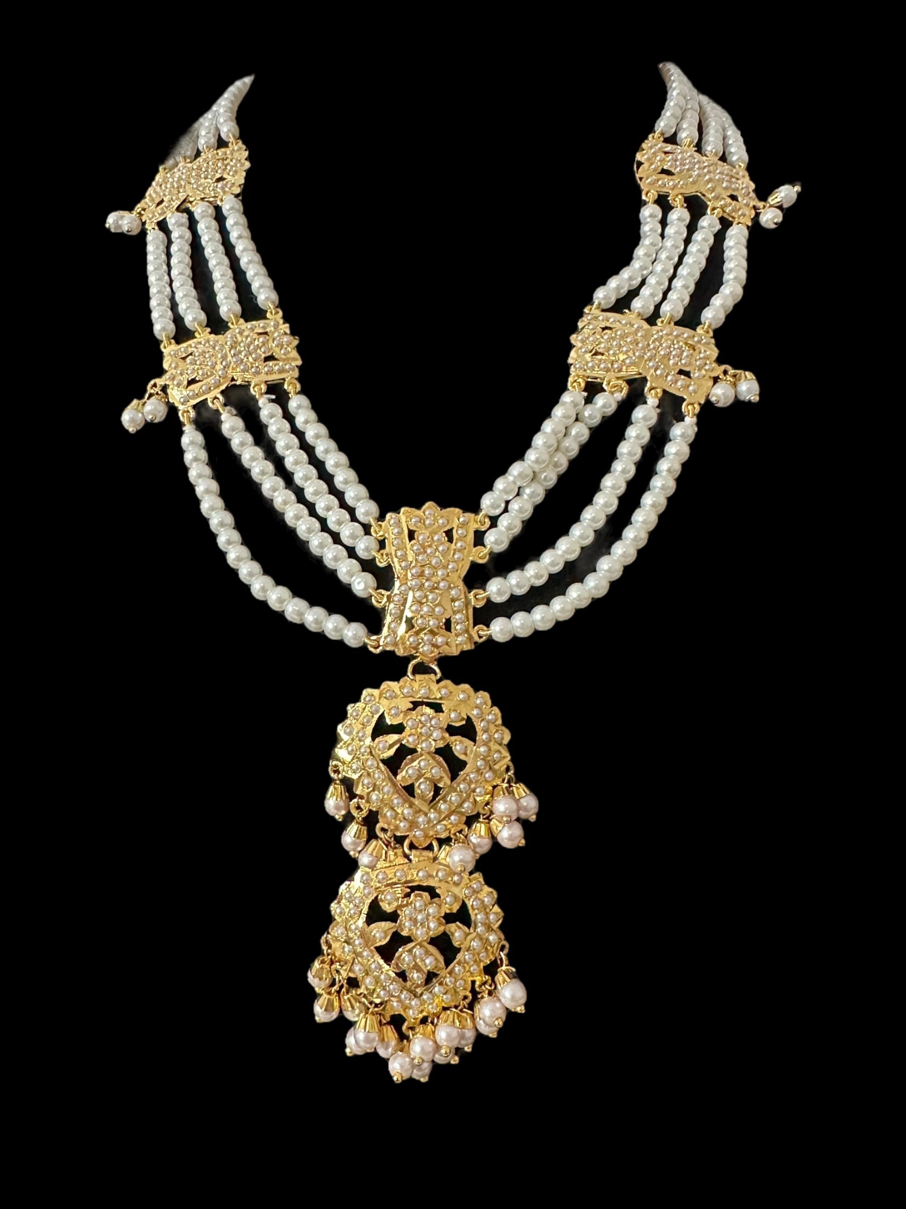 DNS198 Mehwish Jadau necklace with earrings(READY TO SHIP)