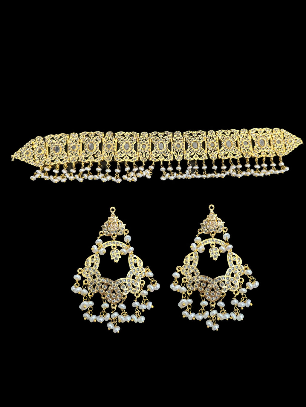 C541 Nishat fresh water pearl choker with earrings ( READY TO SHIP )