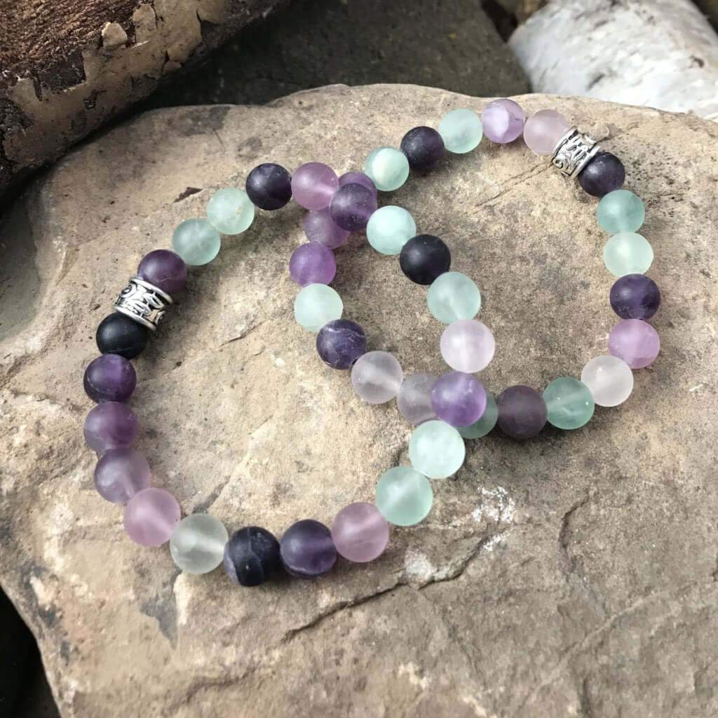 Fluorite Frosted Bead Bracelet