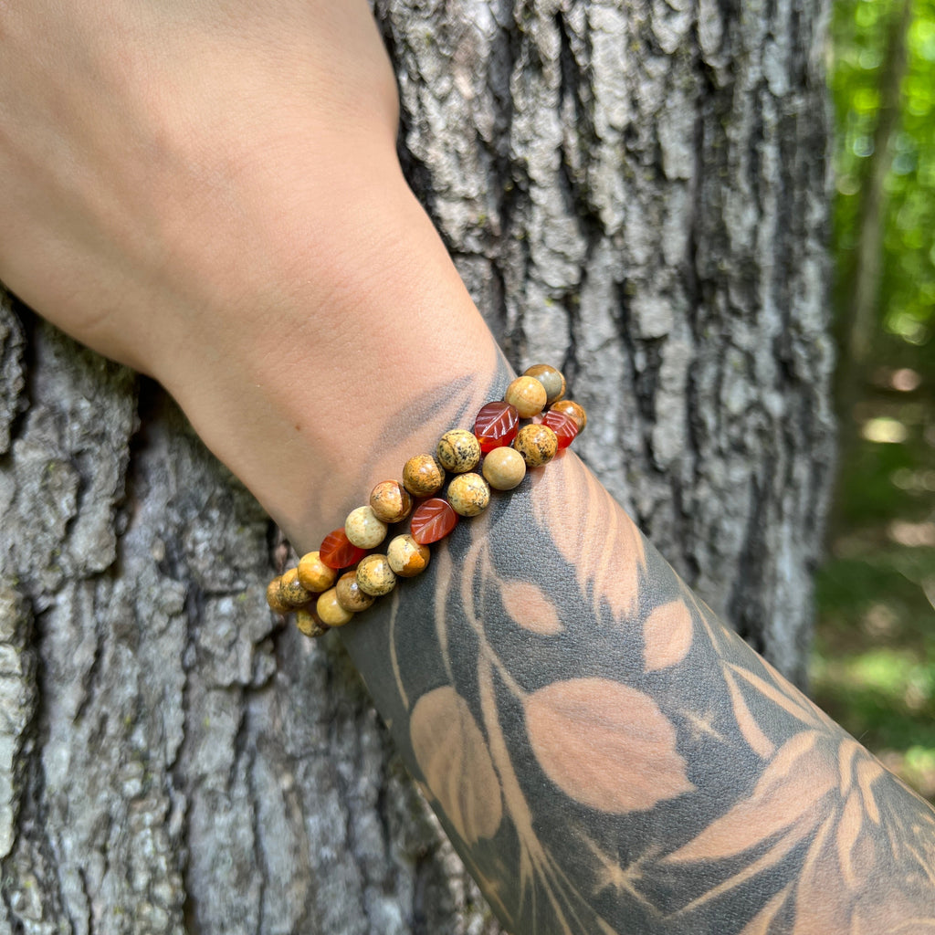 Harvest Glow Bracelet - Carnelian + Picture Jasper
