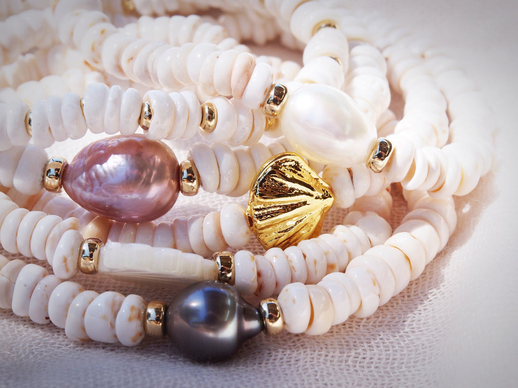 Choose your Stretchy Puka Shell Bracelet - Gold Ali'ikai