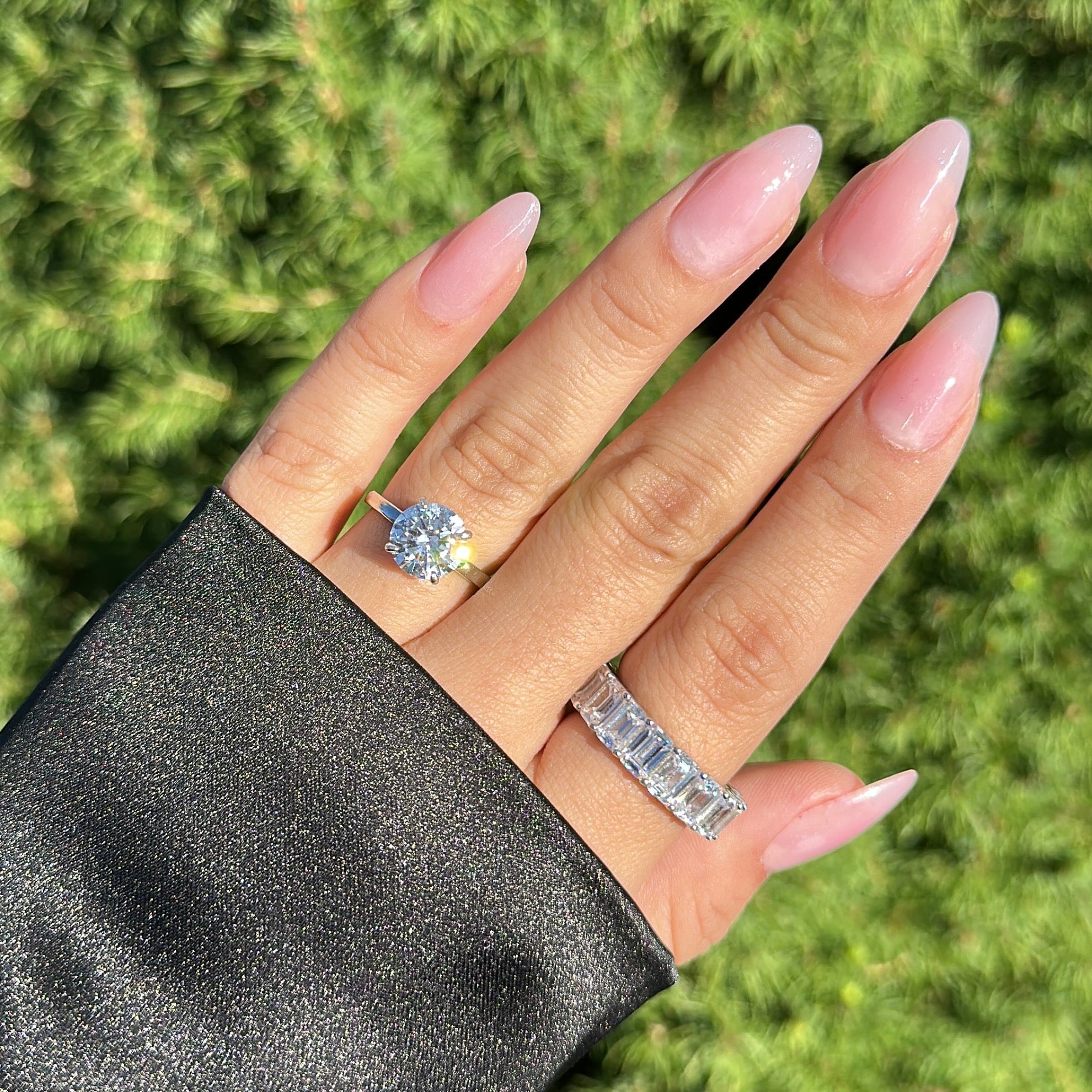 3.0ct Lab Blue Sapphire Solitaire Hidden Halo Ring