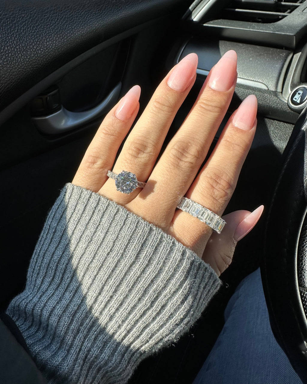 3.5ct Round Cut Moissanite Double Hidden Halo Engagement Ring