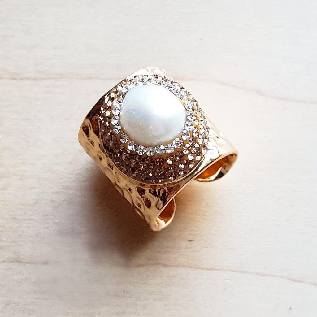 Freshwater Pearl Cuff Statement Ring 012t