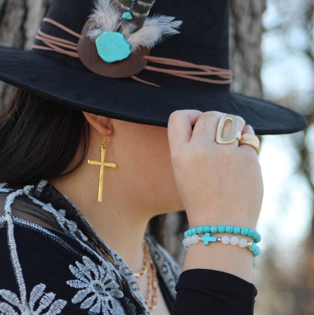 Natural Jade and Howlite Beaded Stretch Breacelet 806w